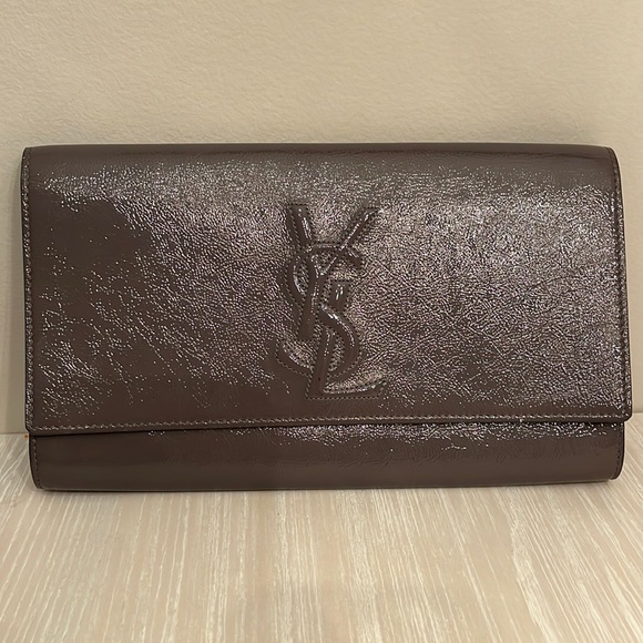 YSL Gray patent leather clutch - Picture 1 of 6